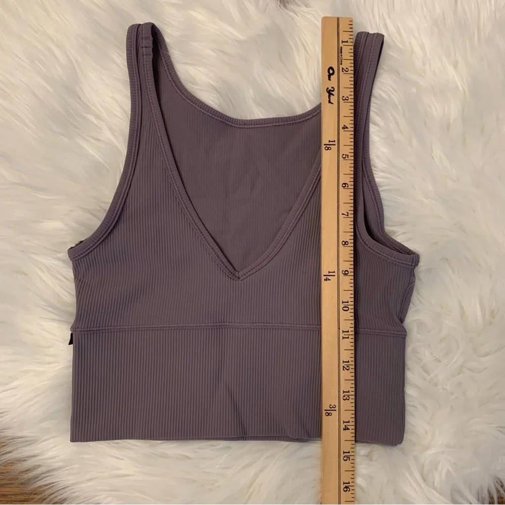Lululemon Power Pivot Tank Top *Rib Dusky Lavender Purple Gray Reversible Sz 2
